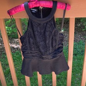 Bebe black lace sleeveless blouse